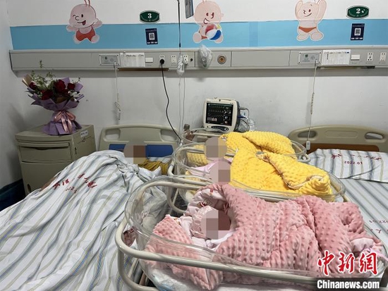 解女士顺利诞下三胞胎 武汉大学人民医院供图