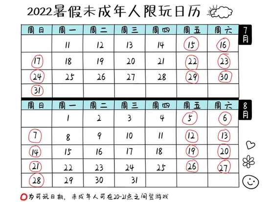 腾讯：未成年人暑假只能周五六日打游戏