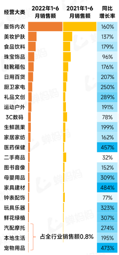 医药保健行业增速崛起 图片来源：《抖音电商2022上半年行业报告》