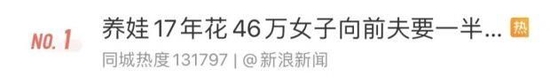 养娃17年花46万元 上海一女子向前夫索要一半抚养费